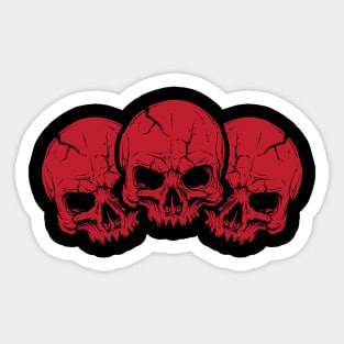 Red Triple Skull Sticker